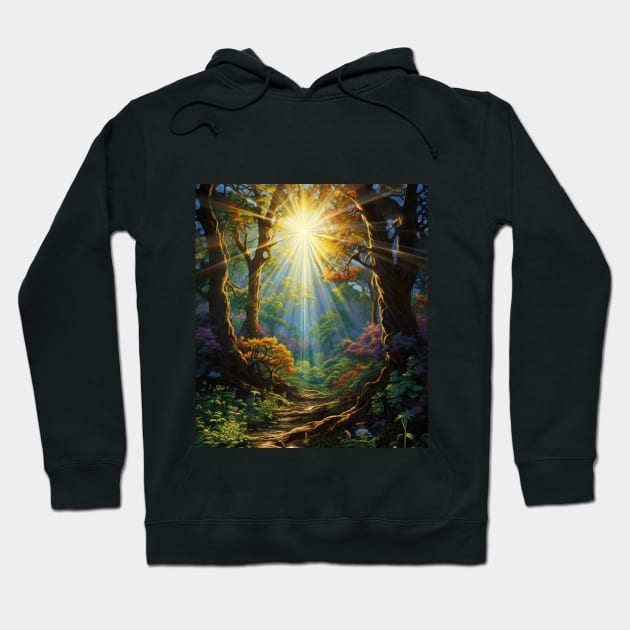 Radiant Forest Pathway Hoodie by vk09design